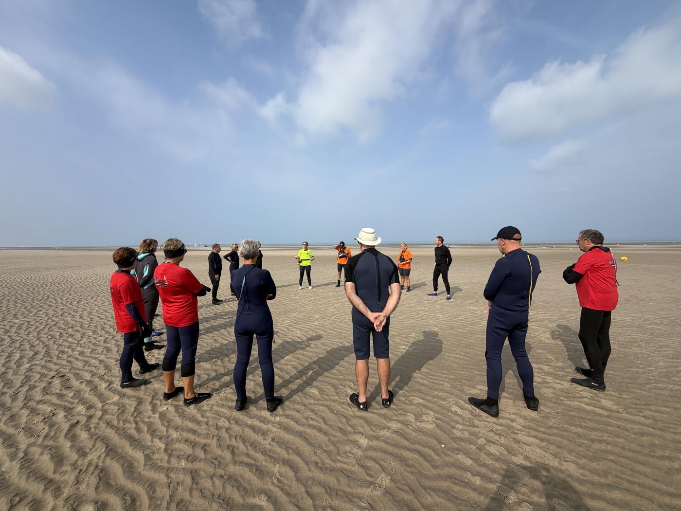 Séance longe-côte 18 juillet 2026 – briefing sur la plage de Merlimont
